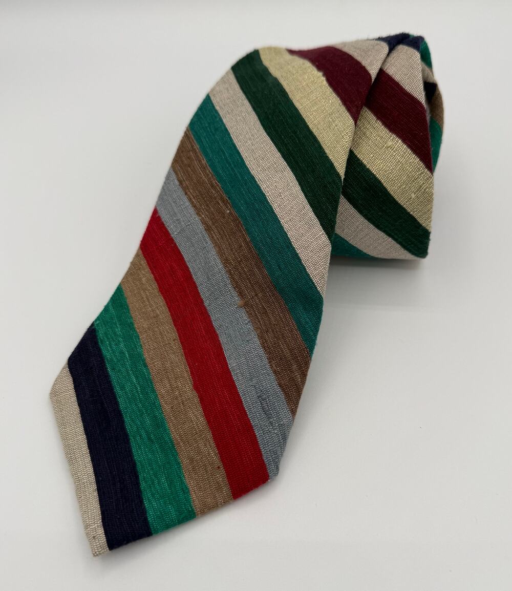 VTG Lands End Mens Multicolor Hand Made In USA 100% Silk Neck Tie